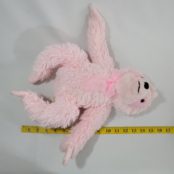 Dandee Pink Sitting Sloth Plush Plushie Stuffed Animal Toy Bow Valentine Lovey - Picture 11 of 13